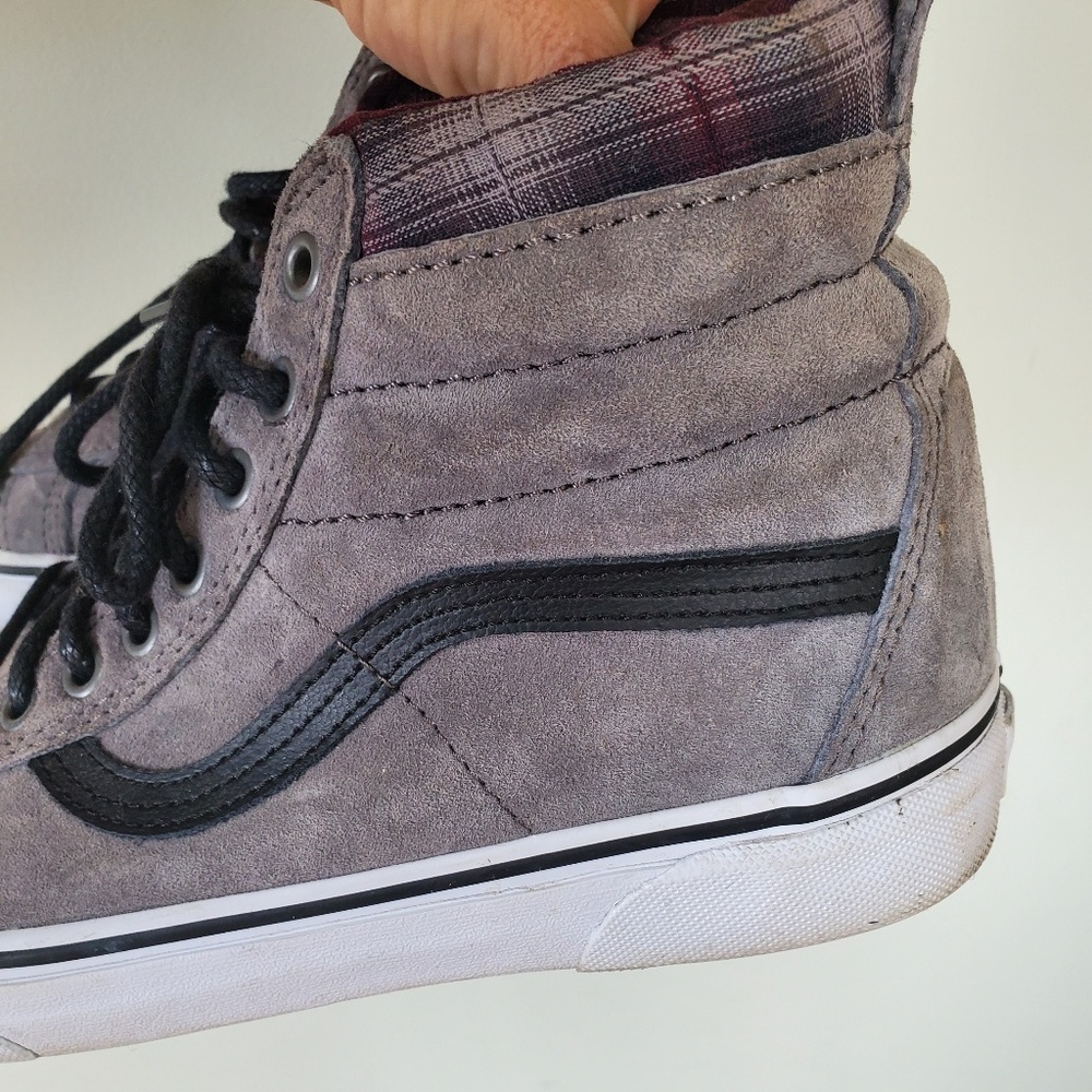 ❗SOLD❗Vans SK8-HI MTE in Pewter Gray w/ Plaid Trim - Picture 6 of 8